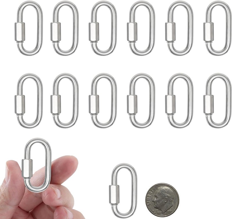 XHMAXE 15PCS 2 Inches Chain Link, M5 Screw Chain Quick Links, 3/16" Galvanized Steel Locking Carabiners for Connecting Hammock, Key Chain, Pet Leash,Gym,Camping, 650 Lbs Capacity. - Image 1